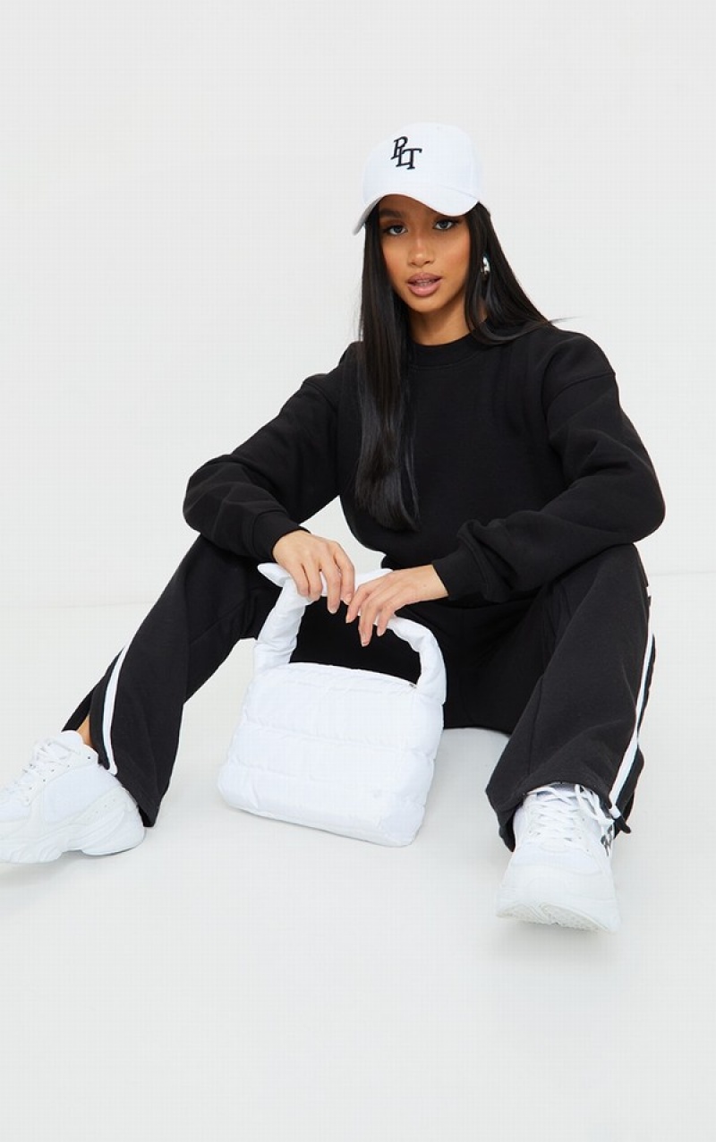Hanorace Pretty Little Thing Petite Ultimate Oversized Crewneck Negrii | CKJM81547