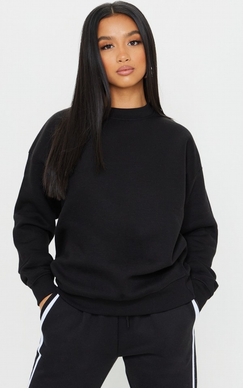 Hanorace Pretty Little Thing Petite Ultimate Oversized Crewneck Negrii | CKJM81547