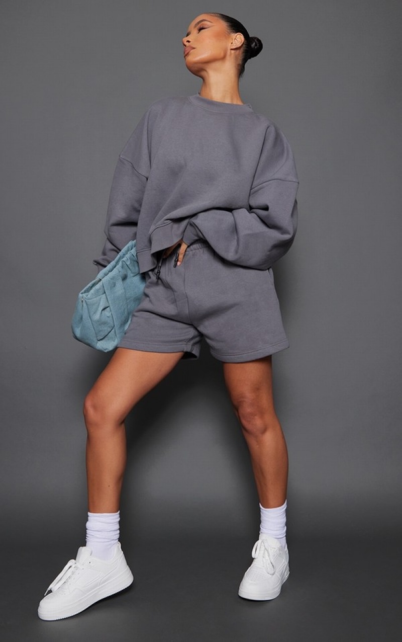 Hanorace Pretty Little Thing Premium Midnight Oversized Boxy Gri | PAZG32015