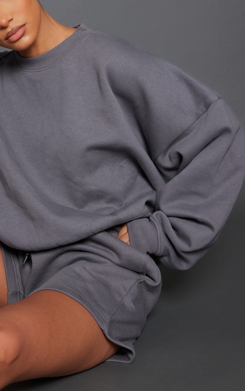 Hanorace Pretty Little Thing Premium Midnight Oversized Boxy Gri | PAZG32015