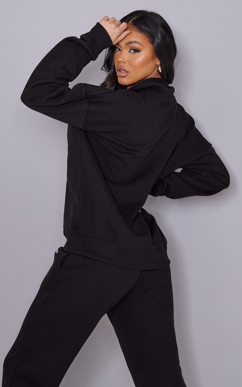 Hanorace Pretty Little Thing Print Half Zip Negrii | TMYW69830