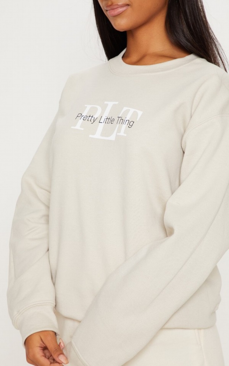 Hanorace Pretty Little Thing Sand Grafice Oversized Fit Maro | IEYB12853