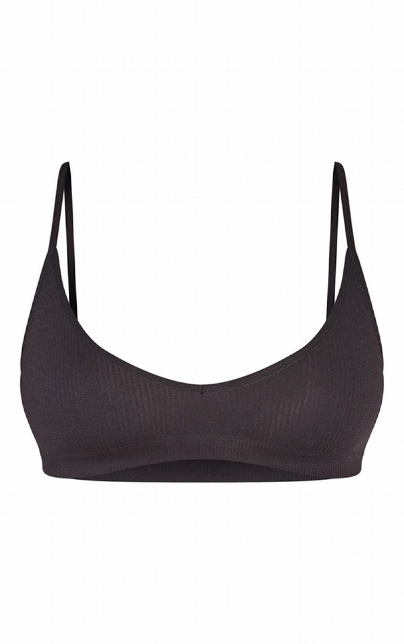Lenjerie Pretty Little Thing Seamless Rib Scoop Neck 3 Pack Negrii | ZCSY51023