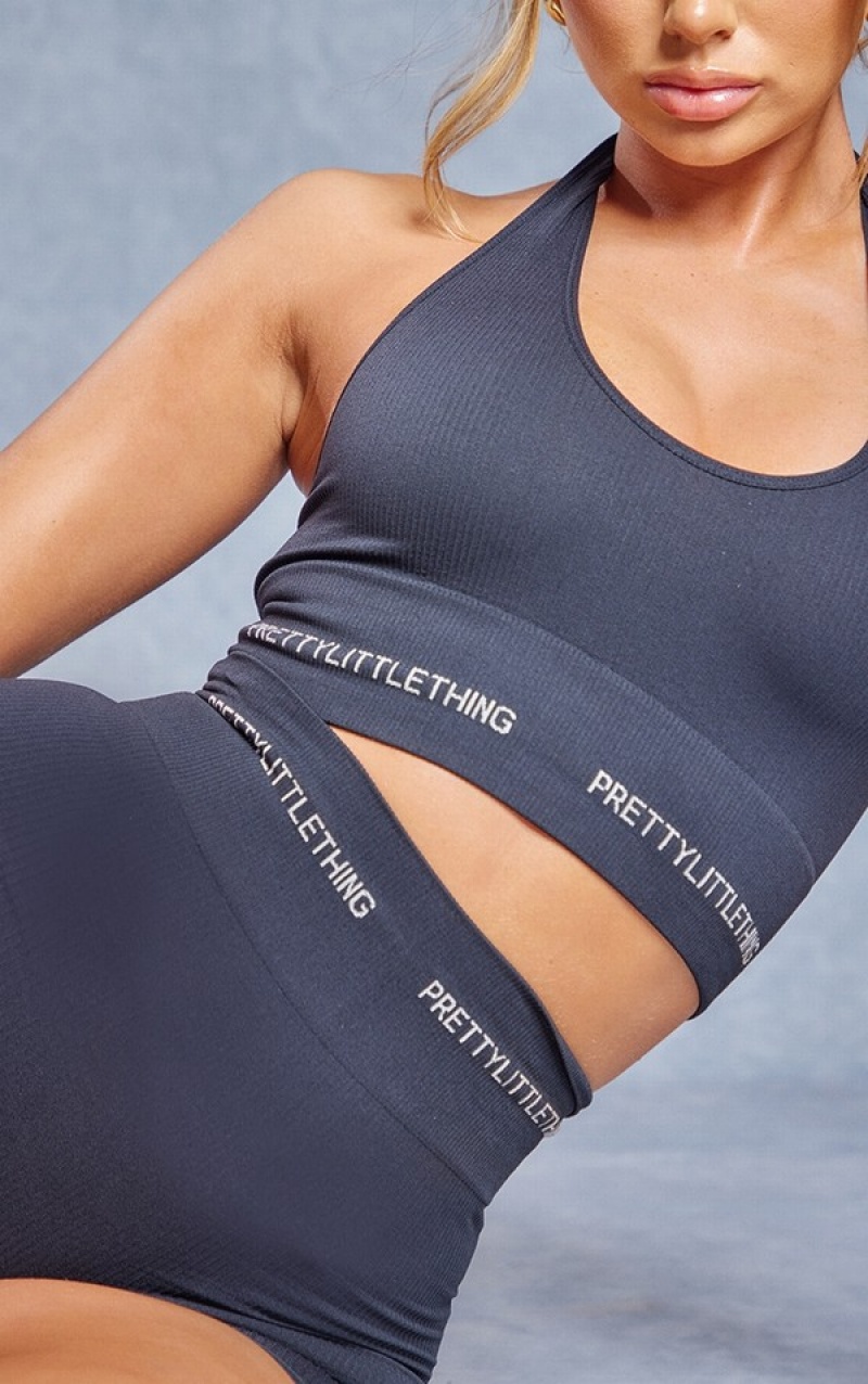 Lenjerie Pretty Little Thing Tape Seamless Rib Halterneck Negrii | MNLU86492
