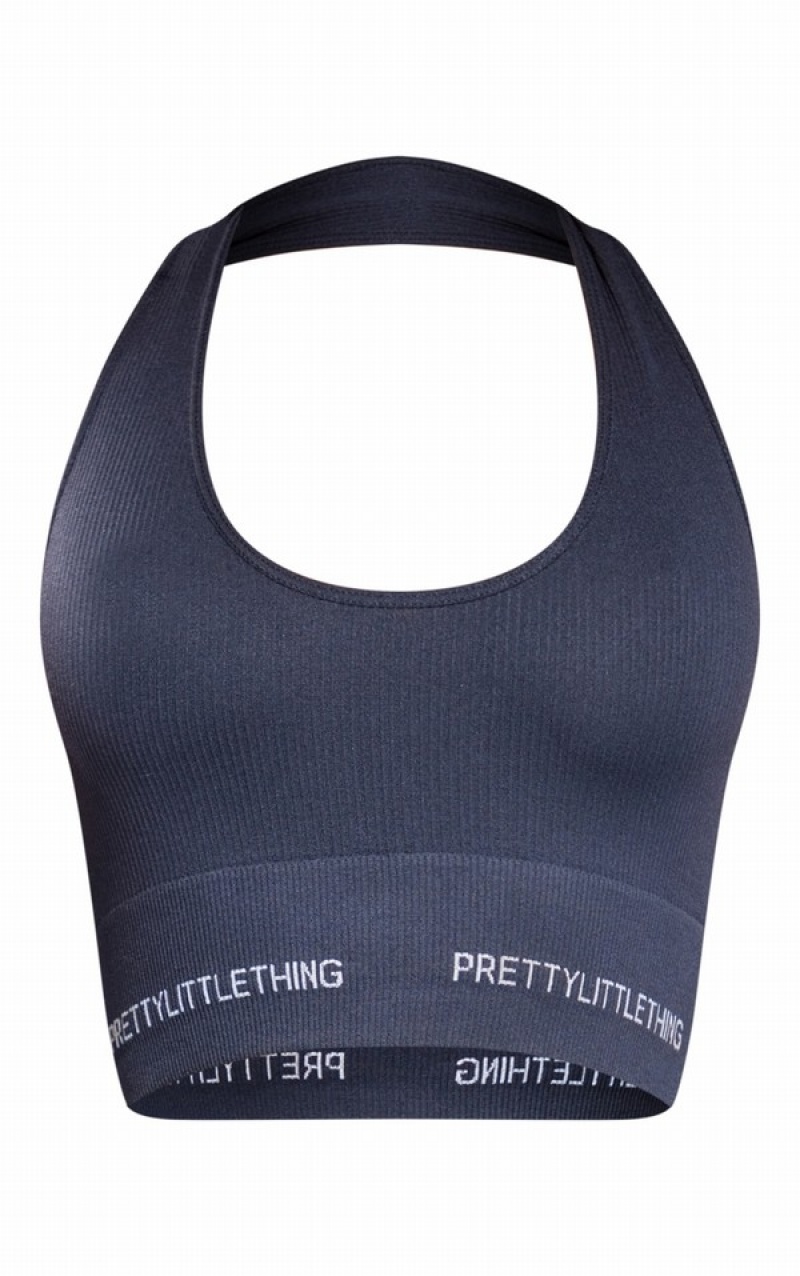 Lenjerie Pretty Little Thing Tape Seamless Rib Halterneck Negrii | MNLU86492