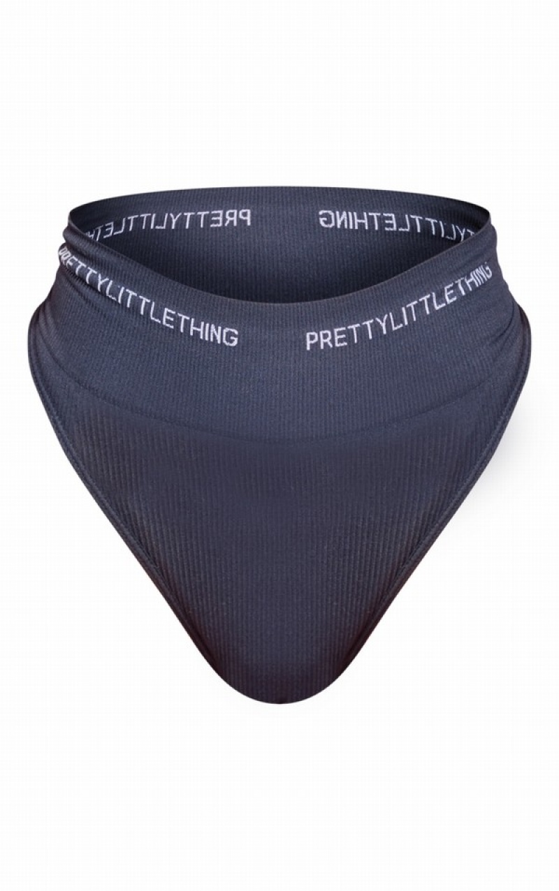 Lenjerie Pretty Little Thing Tape Seamless Rib Ruched Front Negrii | LWIX81524