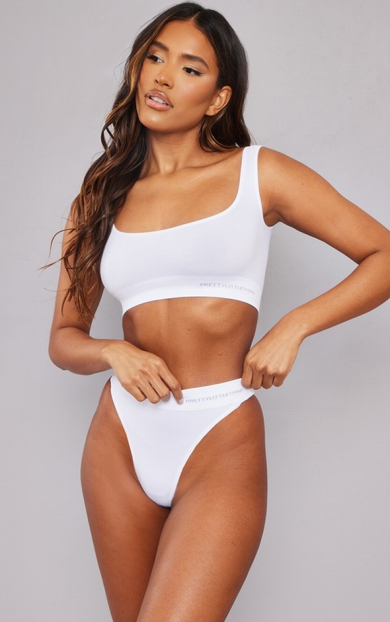 Lenjerie Pretty Little Thing Tape Seamless Rib Square Neck Albi | XKQV98524