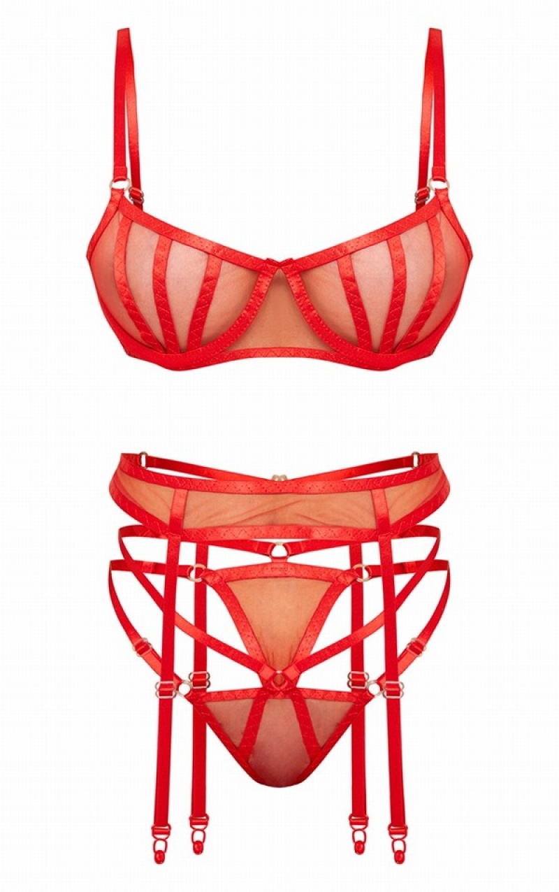 Lenjerie Pretty Little Thing UnderwiBinding Mesh 3 Piece Rosii | POKR47385
