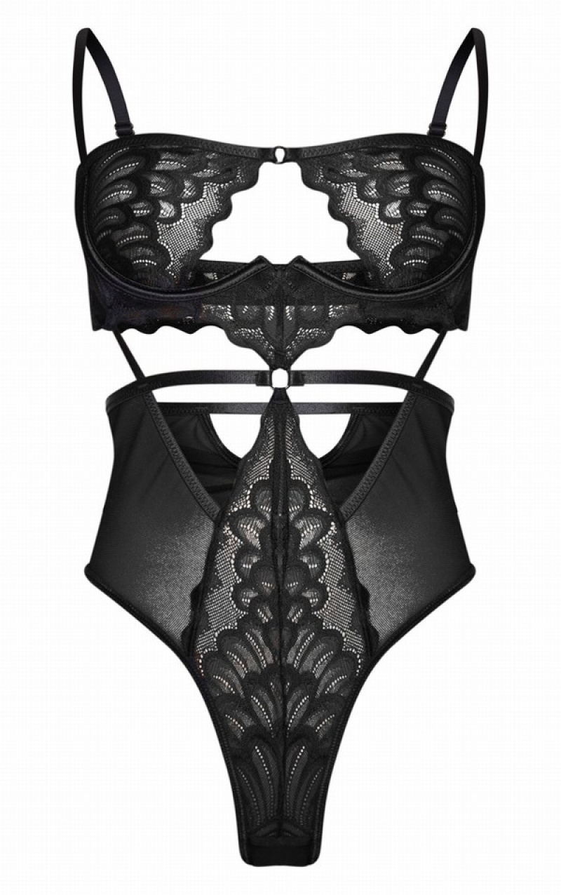 Lenjerie Pretty Little Thing UnderwiCut Out Dantela Body Negrii | GJAC51296