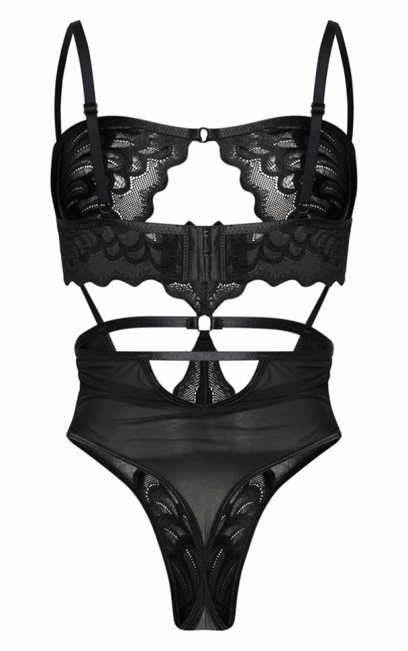 Lenjerie Pretty Little Thing UnderwiCut Out Dantela Body Negrii | GJAC51296