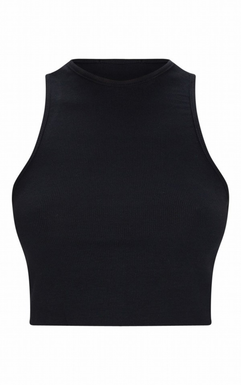 Maiouri Pretty Little Thing Basic Soft Rib Cropped Negrii | PQCA83957