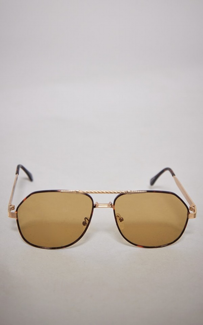 Ochelari de Soare Pretty Little Thing AIRE Cosmos Metal Aviator Aurii | BREV85461
