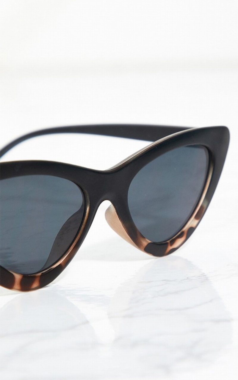 Ochelari de Soare Pretty Little Thing Animal Cat Eye Retro Negrii | XYUM45876