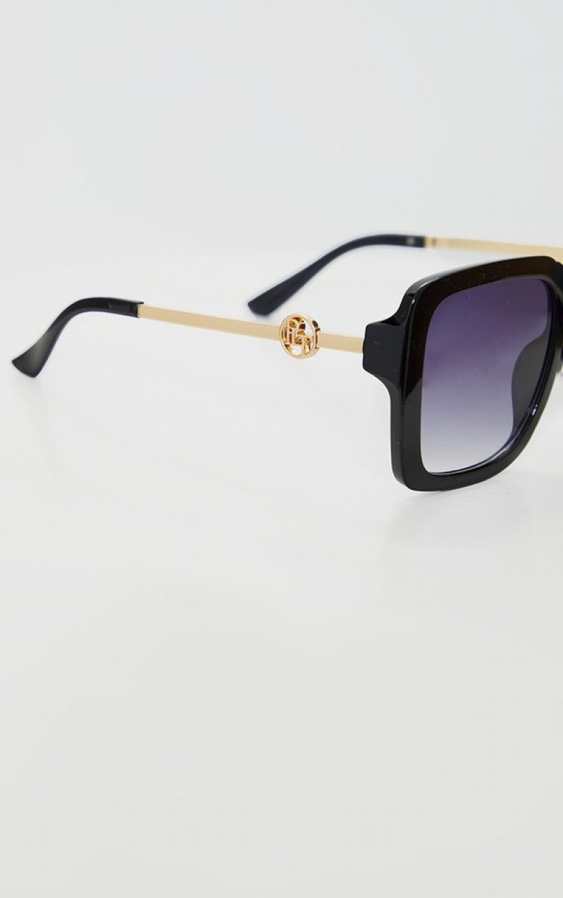 Ochelari de Soare Pretty Little Thing Blacknded Oversized Square Negrii | LSJE34270