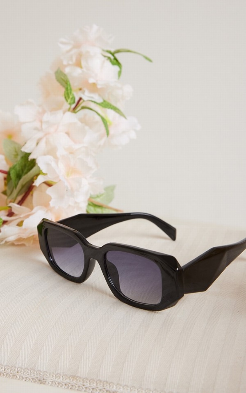 Ochelari de Soare Pretty Little Thing Diamond Detail Rectangular Frame Negrii | YSBR69845