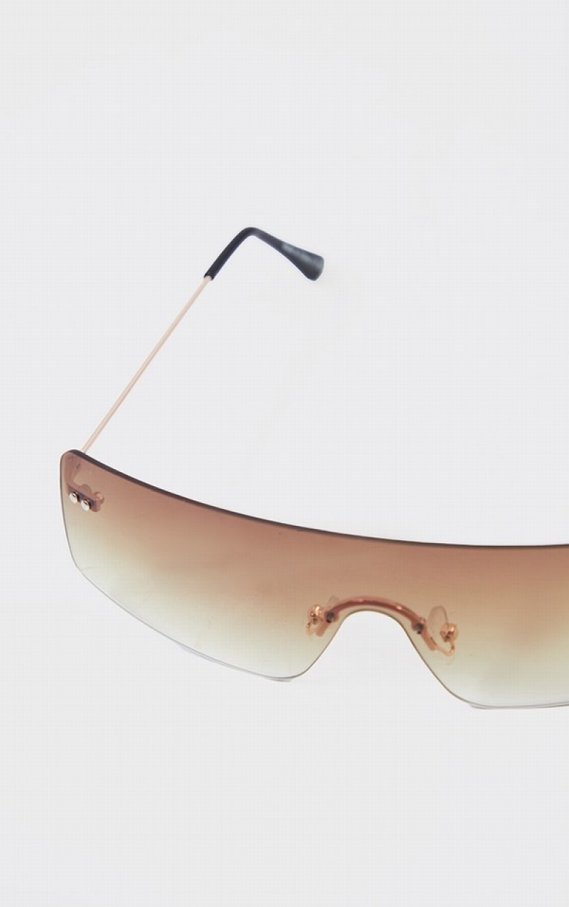 Ochelari de Soare Pretty Little Thing Faded Lens Square Frame Frameless Maro | BKWF87253