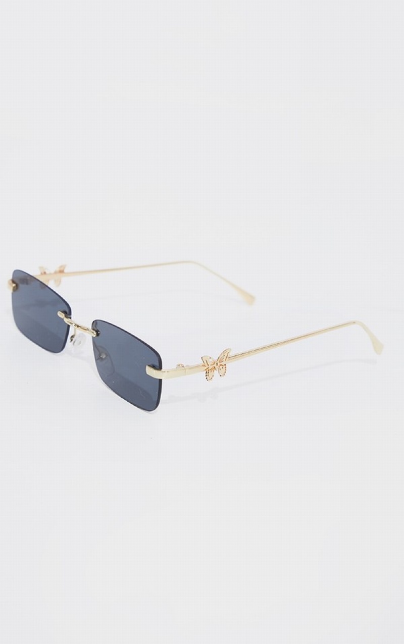 Ochelari de Soare Pretty Little Thing Frame Lens Butterfly Aurii | CQLH04172