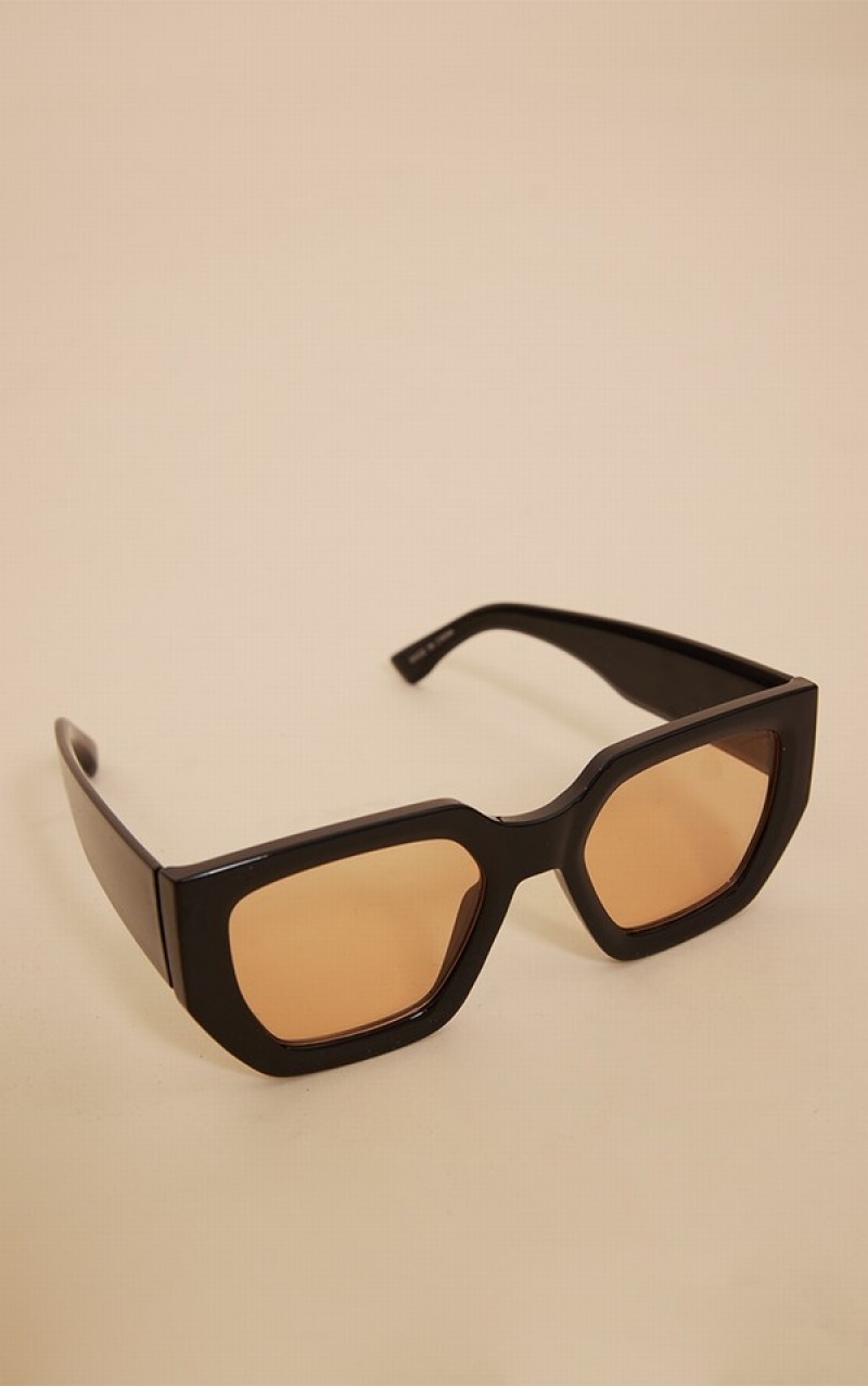 Ochelari de Soare Pretty Little Thing Grosolan Lens Square Frame Negrii | HKFP24976