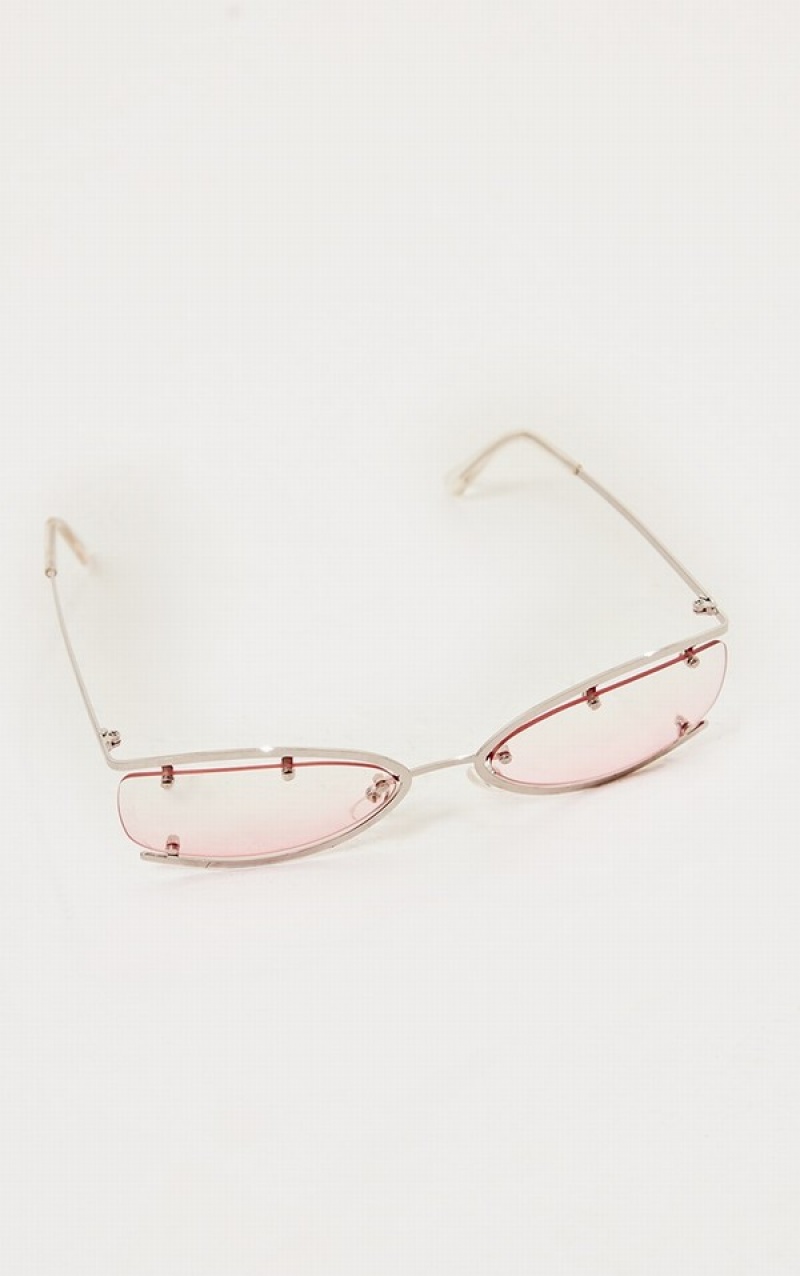 Ochelari de Soare Pretty Little Thing Lens Metal Edging Frame Roz | WHOF57968