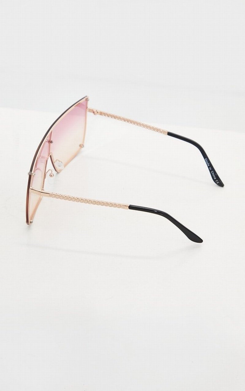 Ochelari de Soare Pretty Little Thing Lens Ombre Oversized Square Frame Roz | QTLE56943