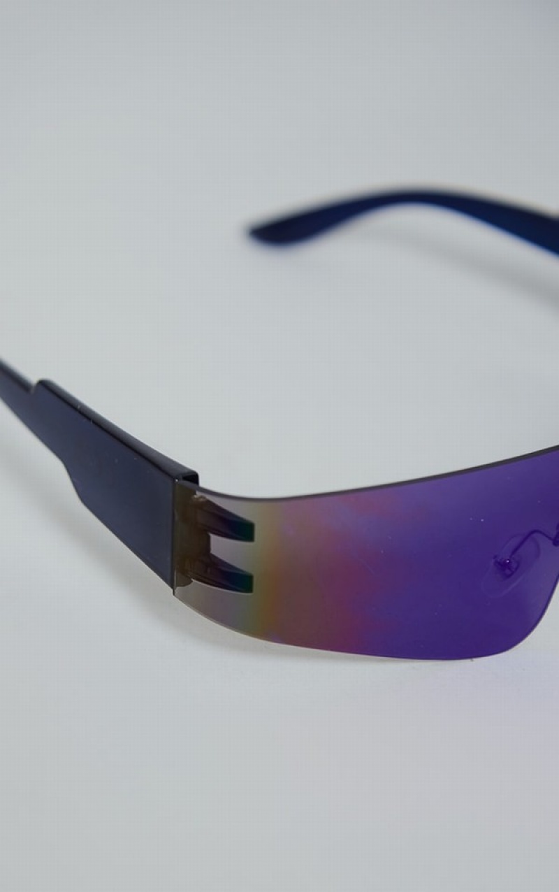 Ochelari de Soare Pretty Little Thing Metal Sportive Visor Albastri | OUHM80692