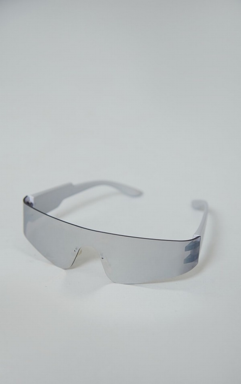 Ochelari de Soare Pretty Little Thing Metal Sportive Visor Argintii | XCFM82940