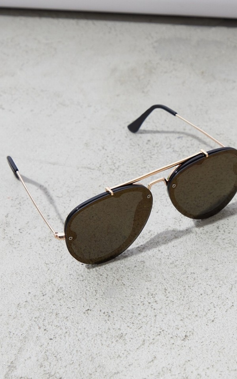 Ochelari de Soare Pretty Little Thing MirroLens Aviator Aurii | WVHR29638