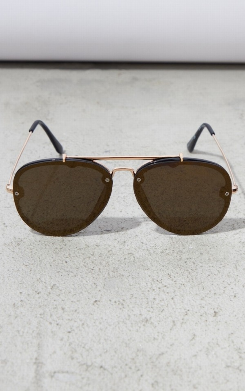 Ochelari de Soare Pretty Little Thing MirroLens Aviator Aurii | WVHR29638