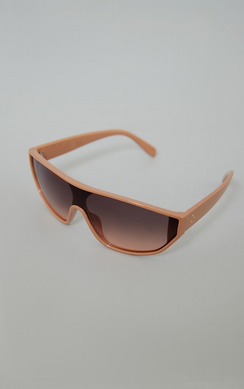 Ochelari de Soare Pretty Little Thing Nude Rounded Visor Bej | TJML62701