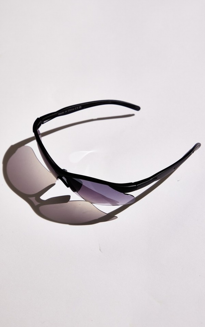 Ochelari de Soare Pretty Little Thing Ombre Lens Sportive Visor Negrii | BOYE54901