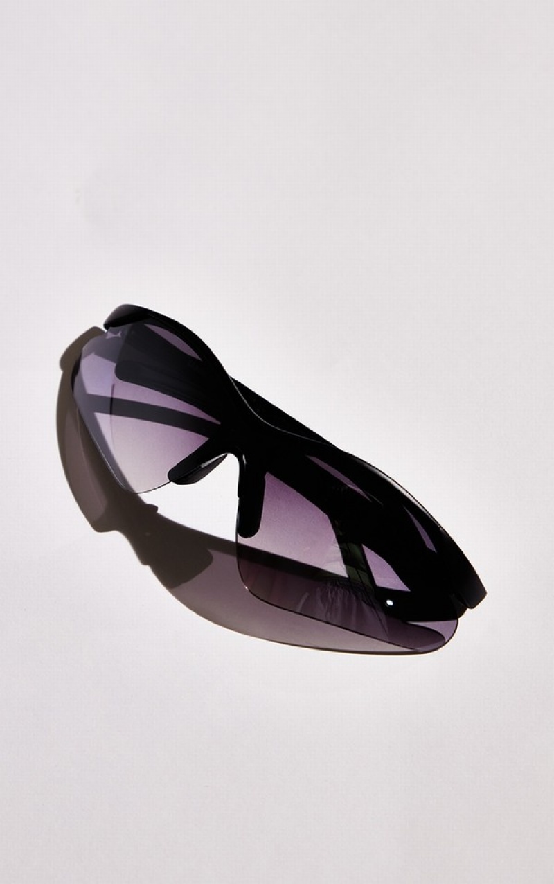Ochelari de Soare Pretty Little Thing Ombre Lens Sportive Visor Negrii | BOYE54901