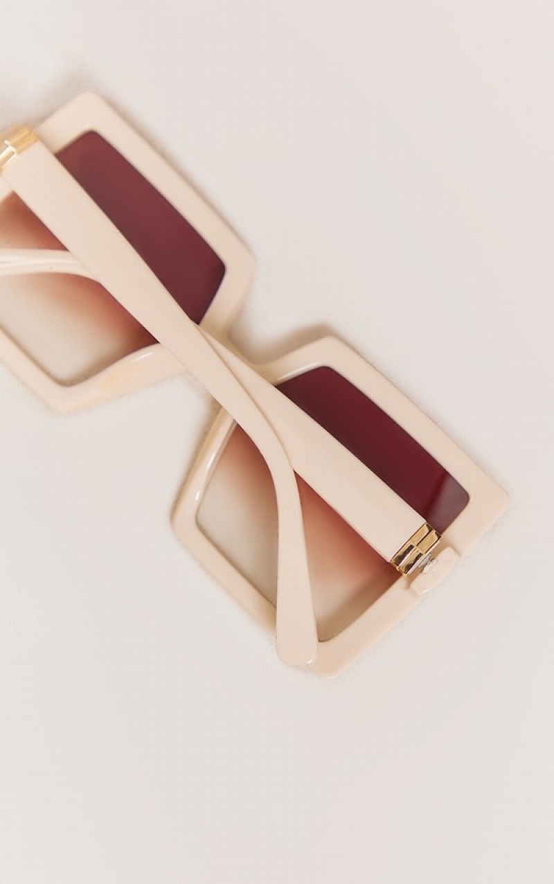 Ochelari de Soare Pretty Little Thing Ombre Lens Grosolan Square Frame Albi | RSFM75291