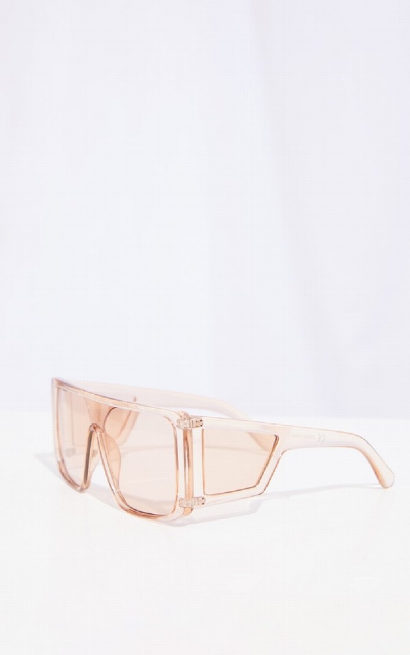 Ochelari de Soare Pretty Little Thing Oversized Triple Lens Square Frame Maro | ODWL58370