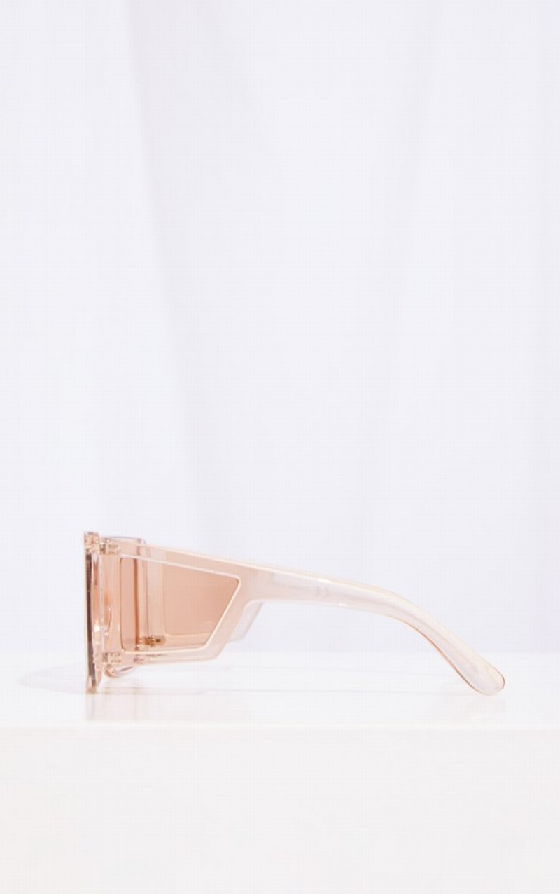 Ochelari de Soare Pretty Little Thing Oversized Triple Lens Square Frame Maro | ODWL58370