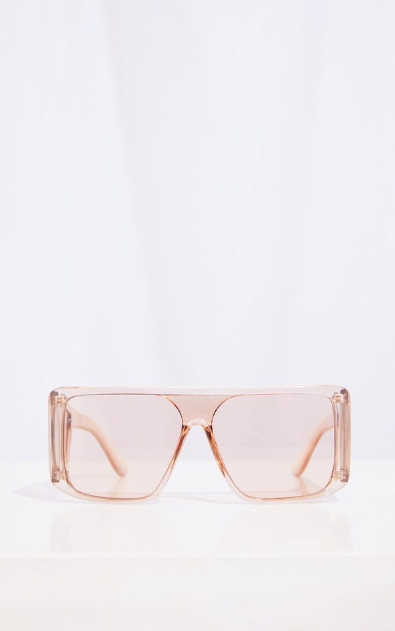 Ochelari de Soare Pretty Little Thing Oversized Triple Lens Square Frame Maro | ODWL58370