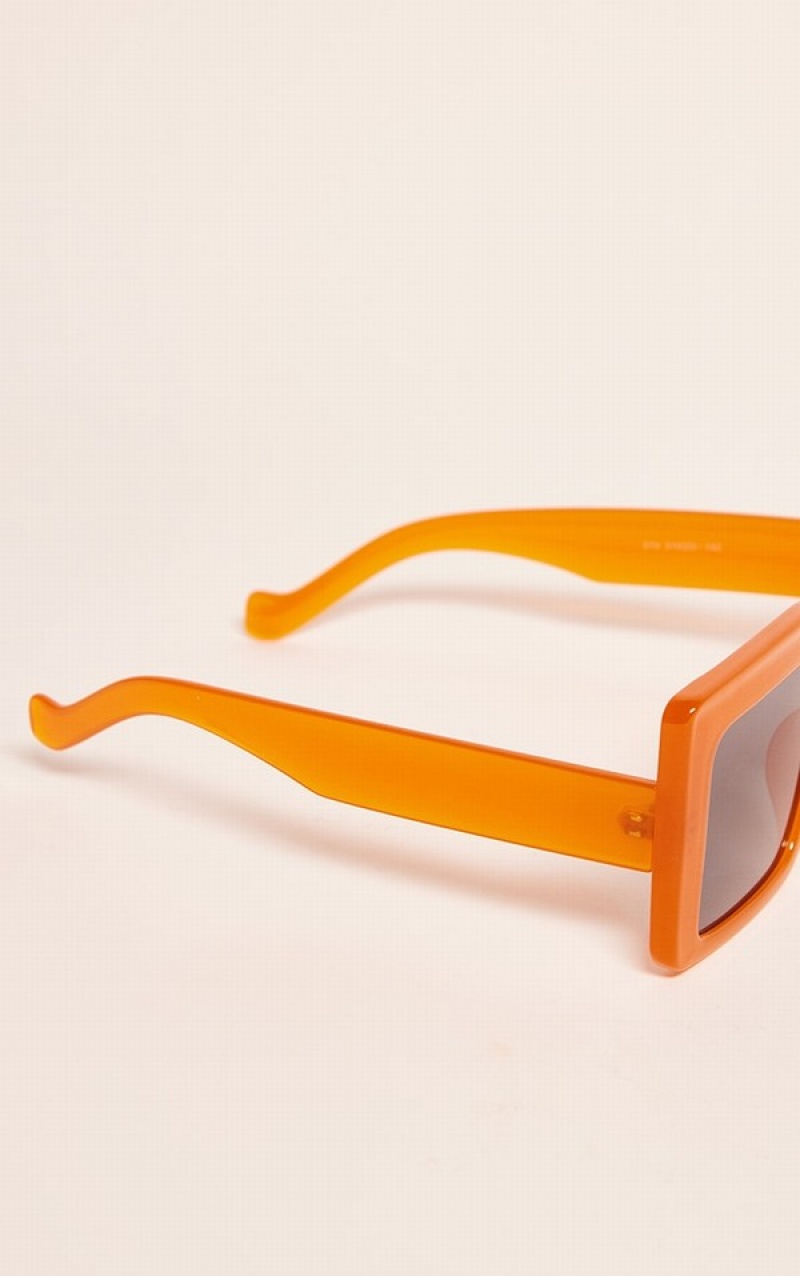 Ochelari de Soare Pretty Little Thing Oversized Frame Square Portocalii | AESM93470