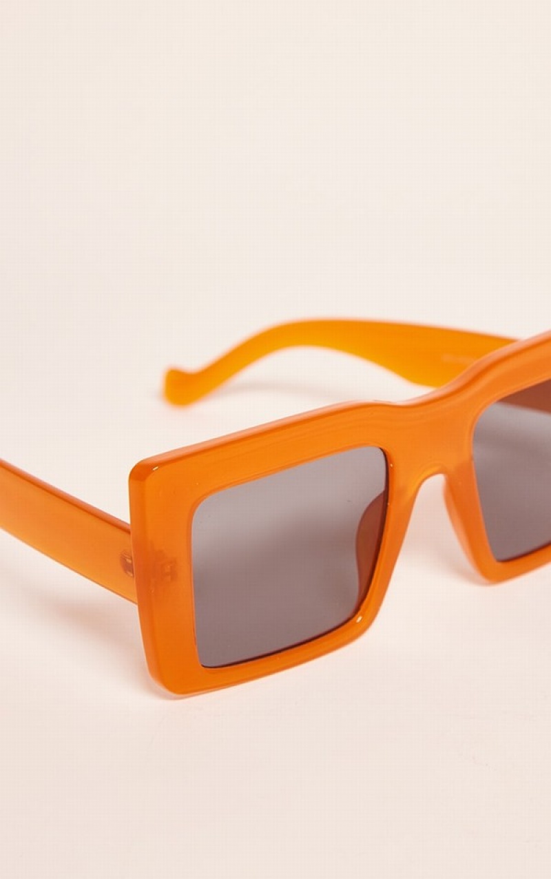 Ochelari de Soare Pretty Little Thing Oversized Frame Square Portocalii | AESM93470