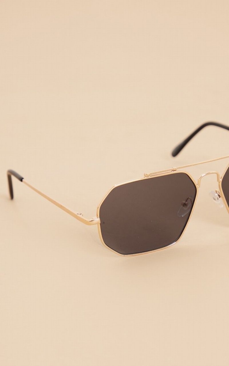 Ochelari de Soare Pretty Little Thing Slim Hardware Aviator Negrii | IYDM76054