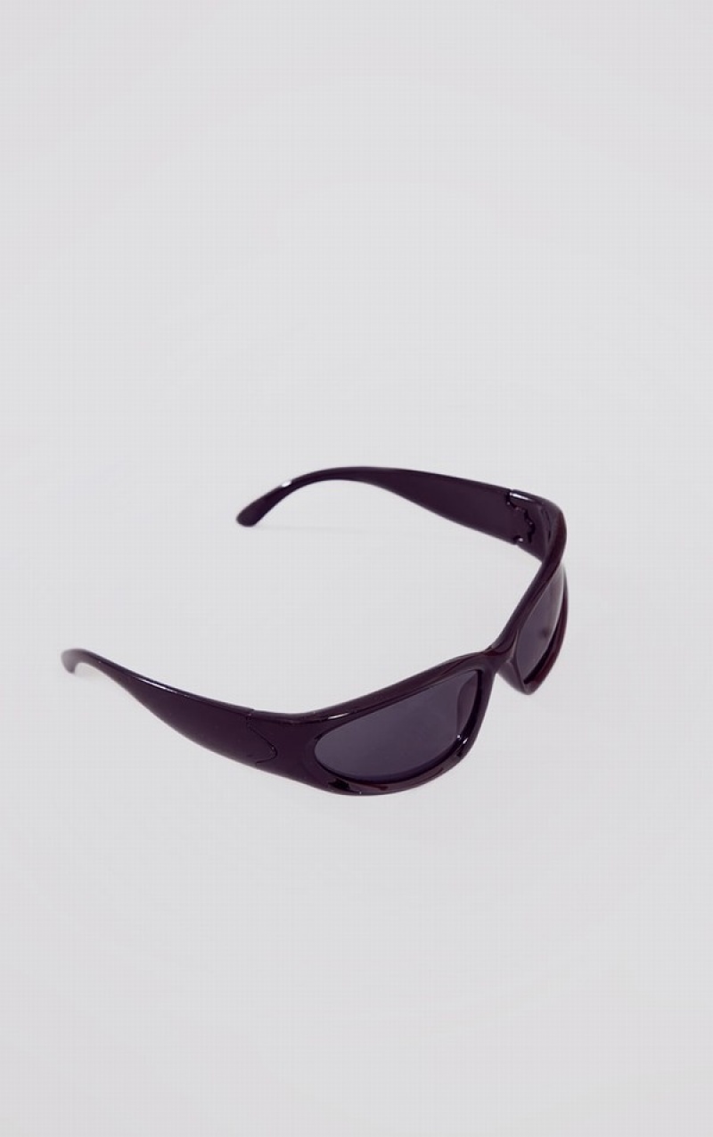 Ochelari de Soare Pretty Little Thing Thick Frame Visor Negrii | ORVD78296