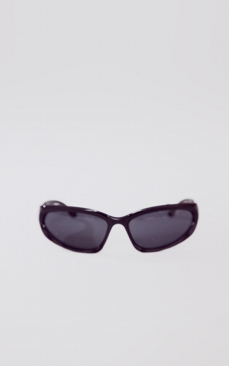 Ochelari de Soare Pretty Little Thing Thick Frame Visor Negrii | ORVD78296