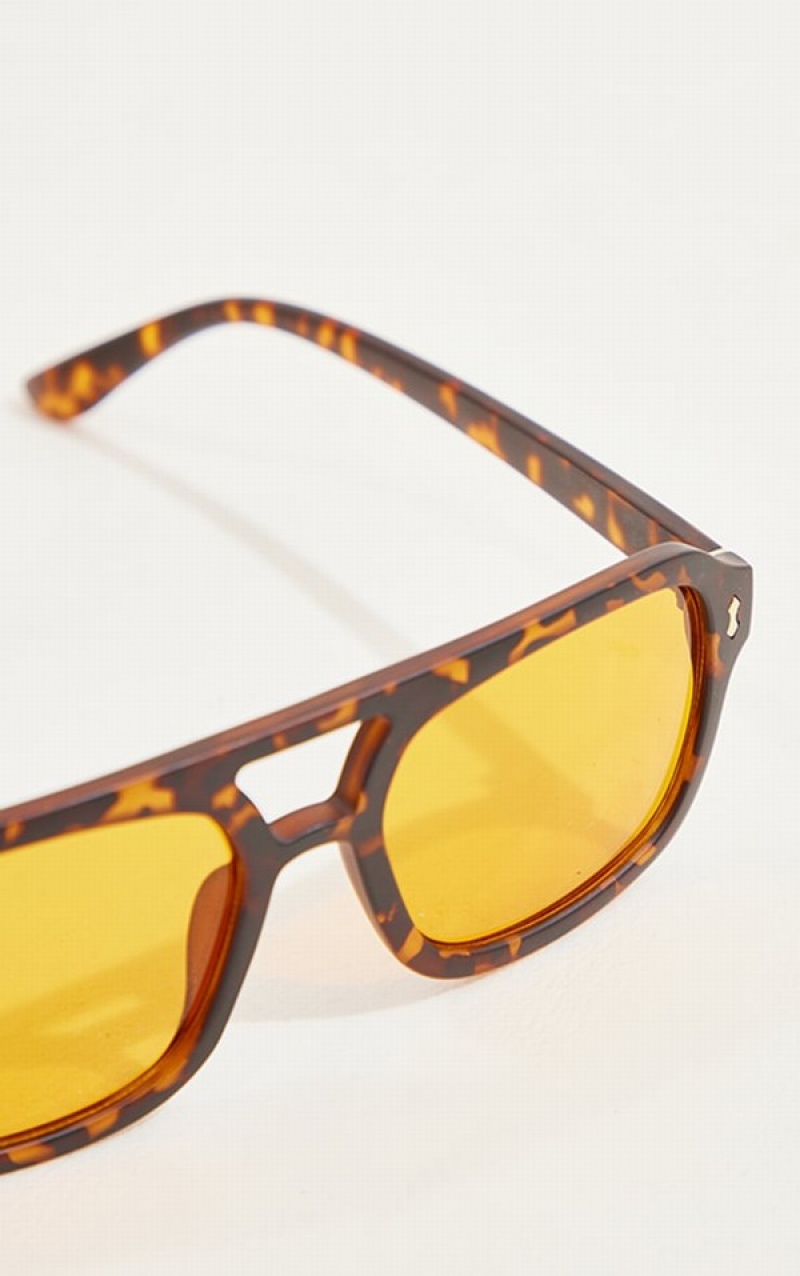 Ochelari de Soare Pretty Little Thing Tort Frame Smoke Lens Aviator Maro | MKRS20589