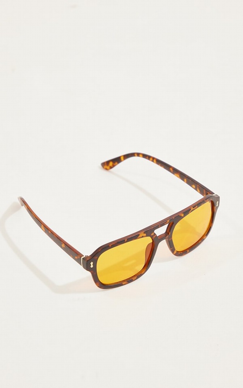 Ochelari de Soare Pretty Little Thing Tort Frame Smoke Lens Aviator Maro | MKRS20589