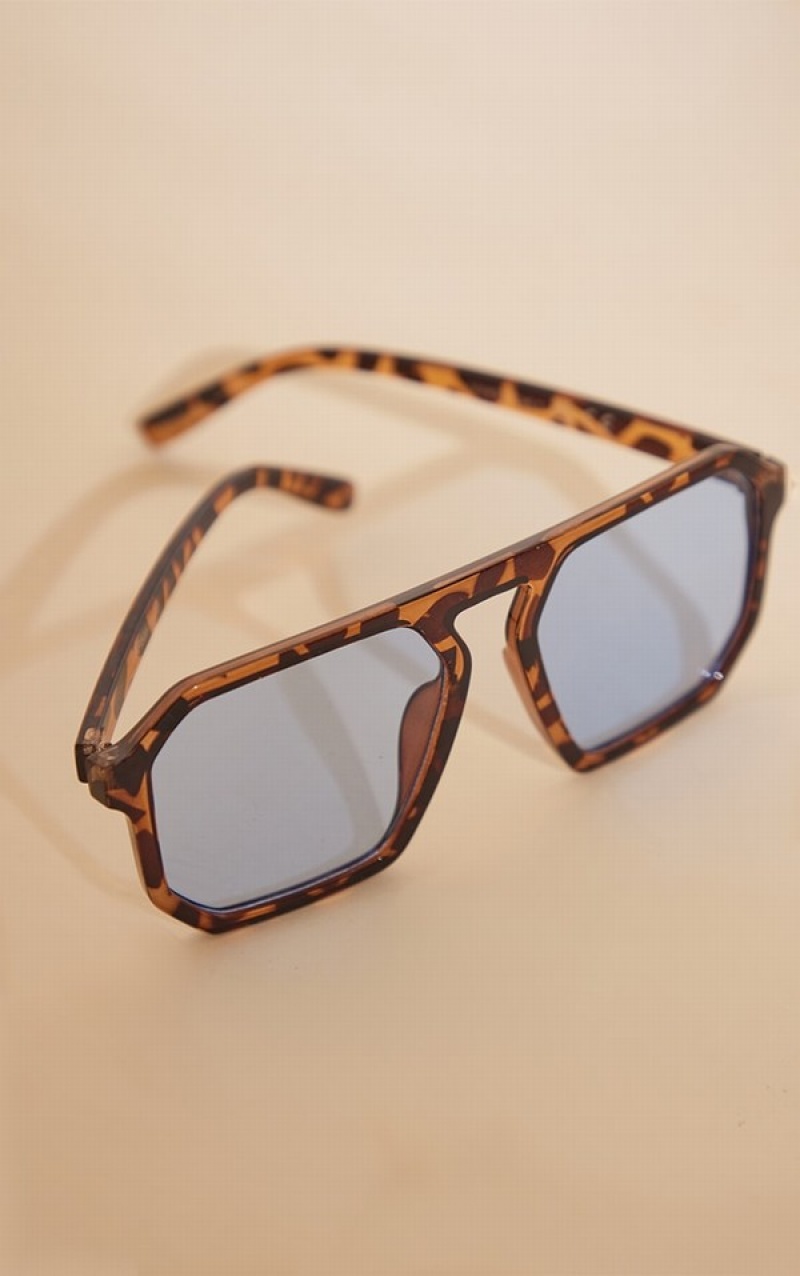 Ochelari de Soare Pretty Little Thing Tortoiseshell Lens Aviator Leopard | HLQW82673