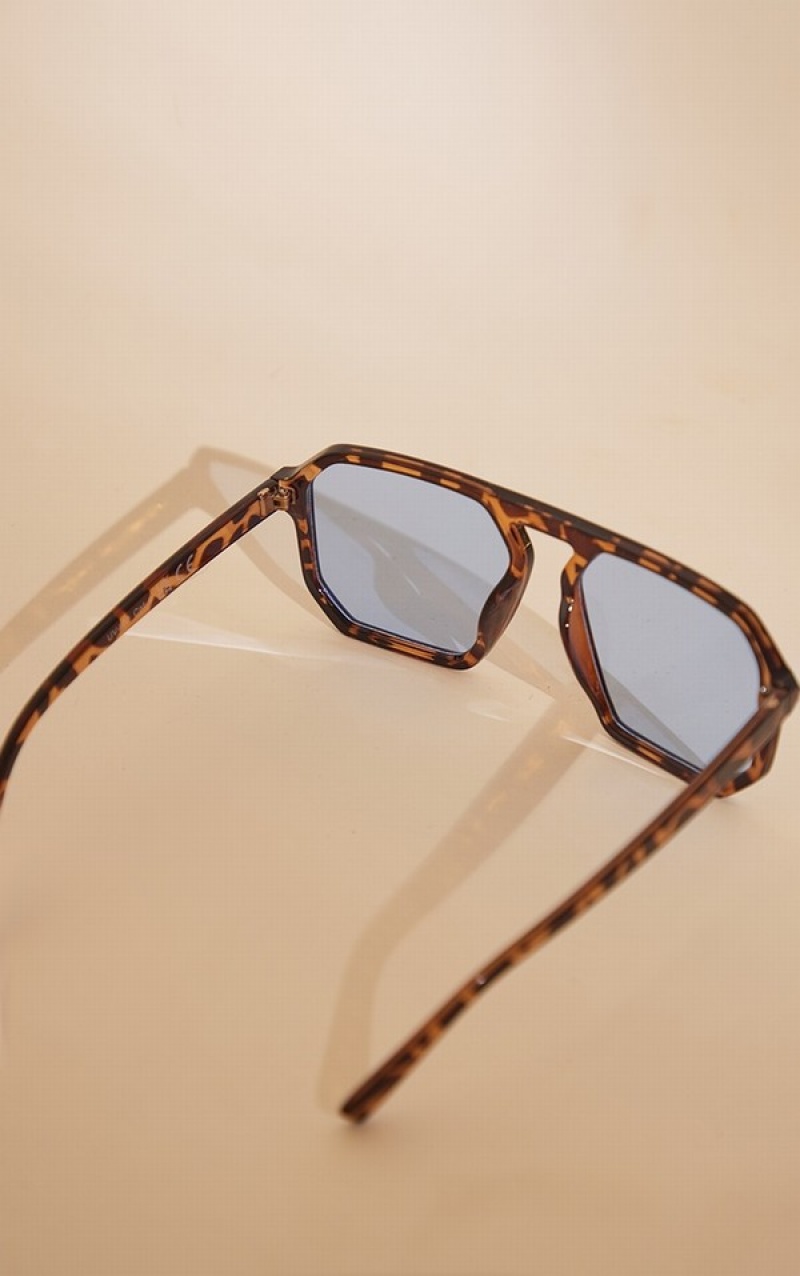 Ochelari de Soare Pretty Little Thing Tortoiseshell Lens Aviator Leopard | HLQW82673