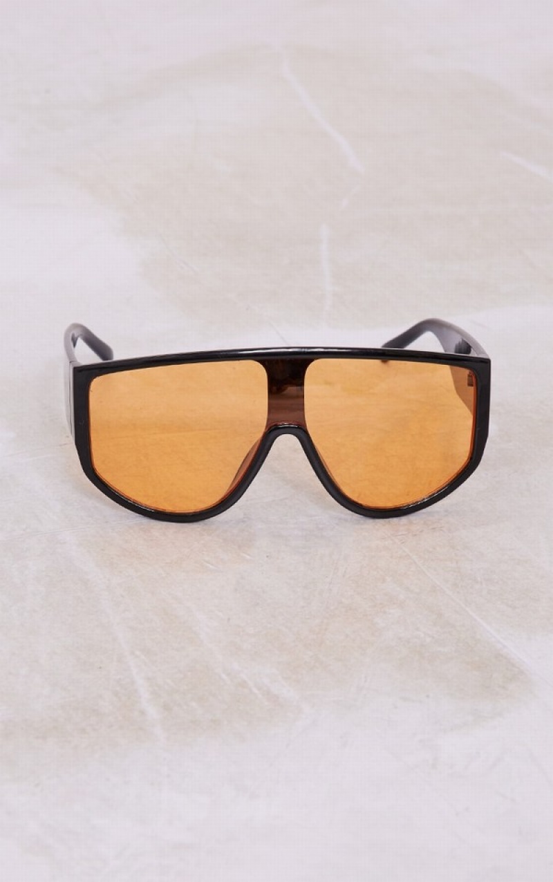 Ochelari de Soare Pretty Little Thing With Lens Oversized Visor Portocalii | SZMF75139