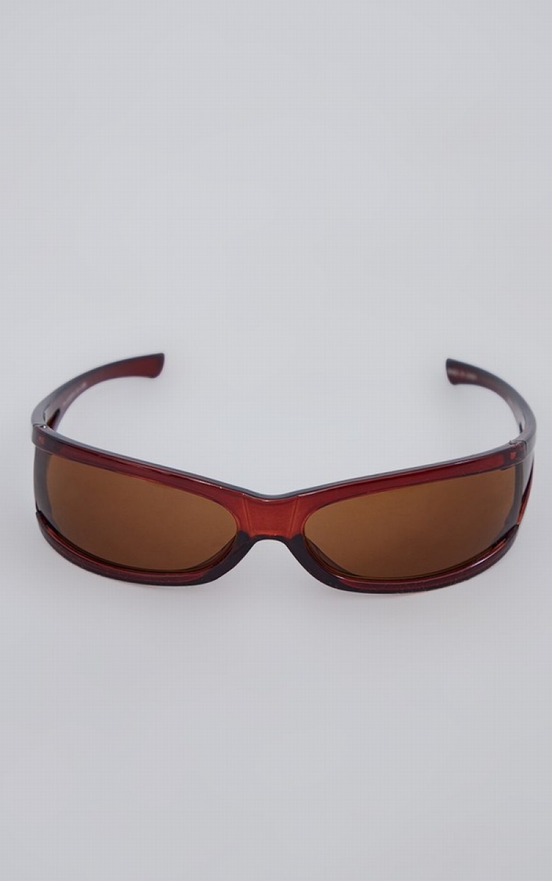 Ochelari de Soare Pretty Little Thing Wrap Around Lens Sportive Visor Ciocolata | WGYK61827