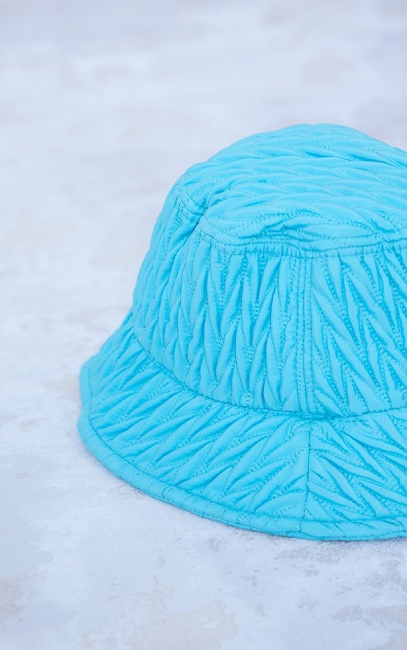 Palarie Pretty Little Thing Aqua V Matlasat Bucket Turcoaz Deschis Albastri | GSRJ04261