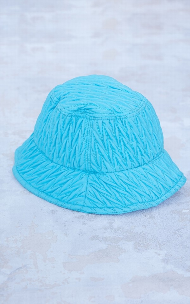Palarie Pretty Little Thing Aqua V Matlasat Bucket Turcoaz Deschis Albastri | GSRJ04261