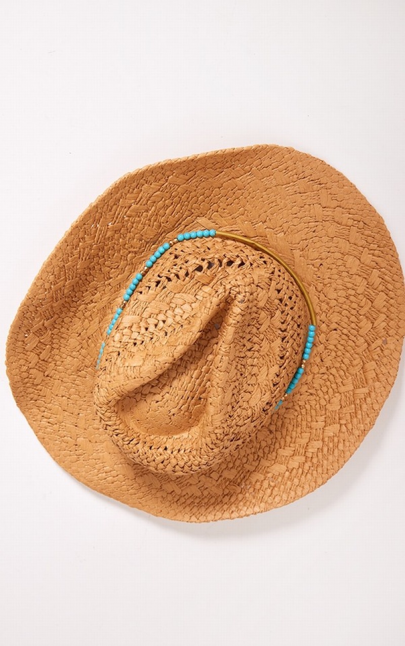 Palarie Pretty Little Thing Bead Detail Cowboy Maro | HTRY10365