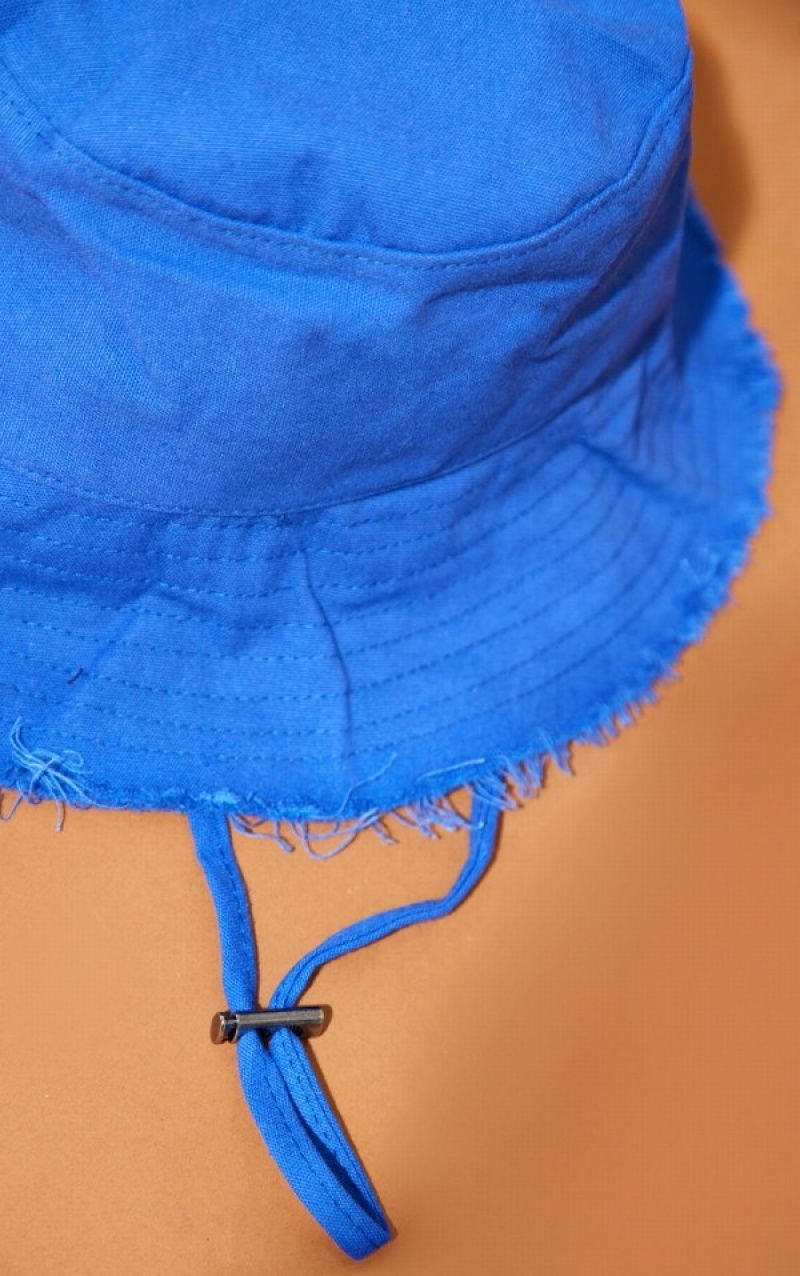 Palarie Pretty Little Thing Frayed Edge Toggle Bucket Albastri | PSXC14596